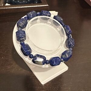 Lapizlazuli Natural stone Beaded Stretch Bracelet - Natural Lapis-Style Stones